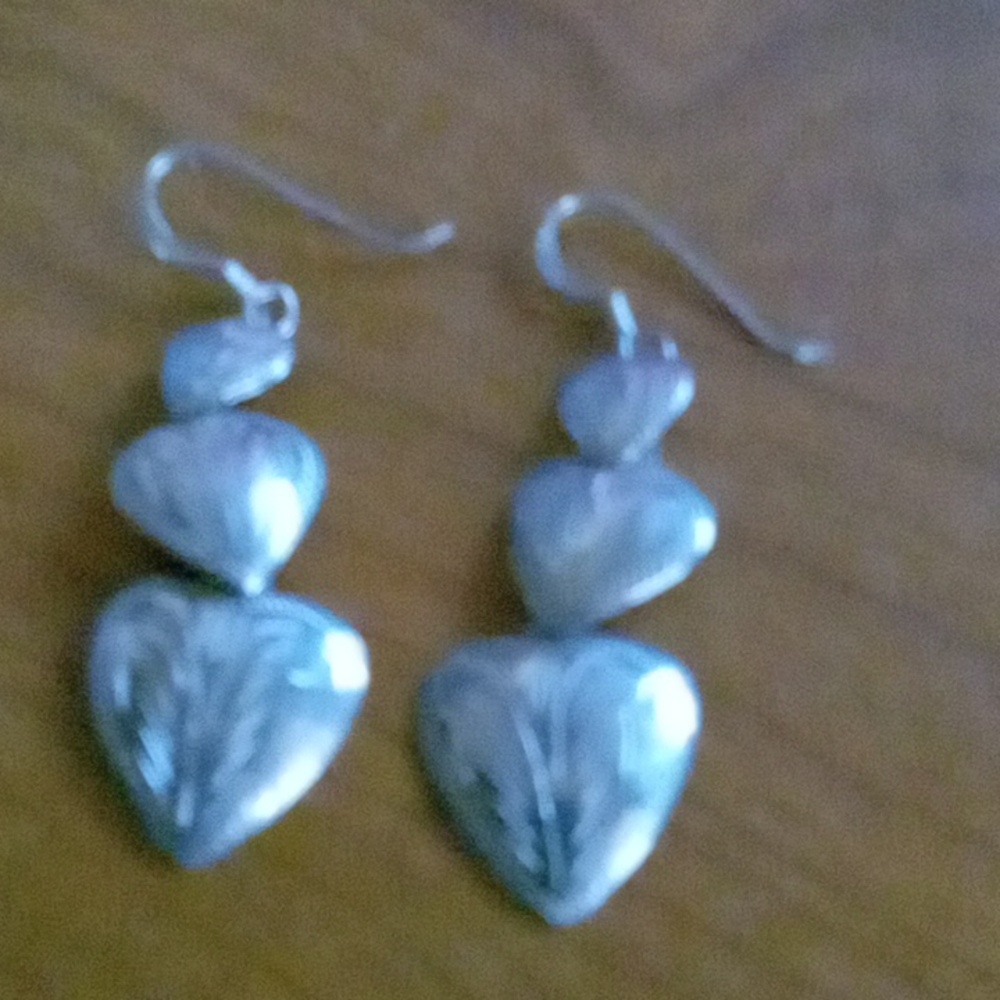 Etched Sterling Silver Heart Earrings